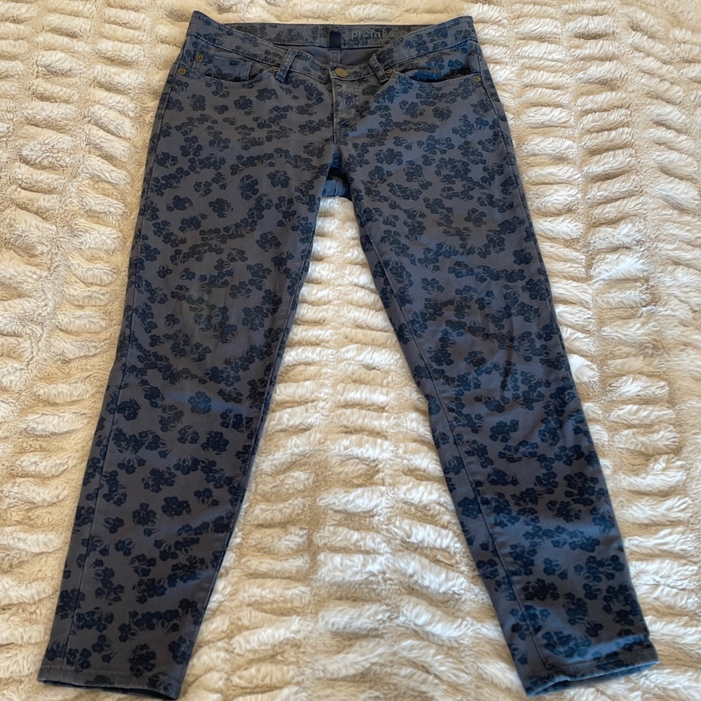 Gap Premium Super Skinny Jeans Size 6/28 Gray Floral Print Denim